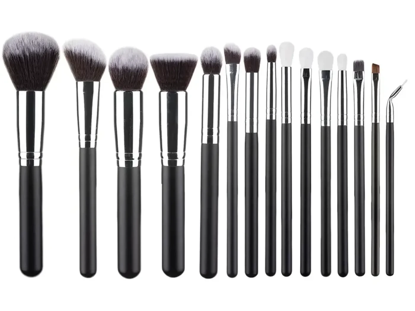 Makeup Brush Sets — fifteen-piece complete makeup brush set laid out on a white background
